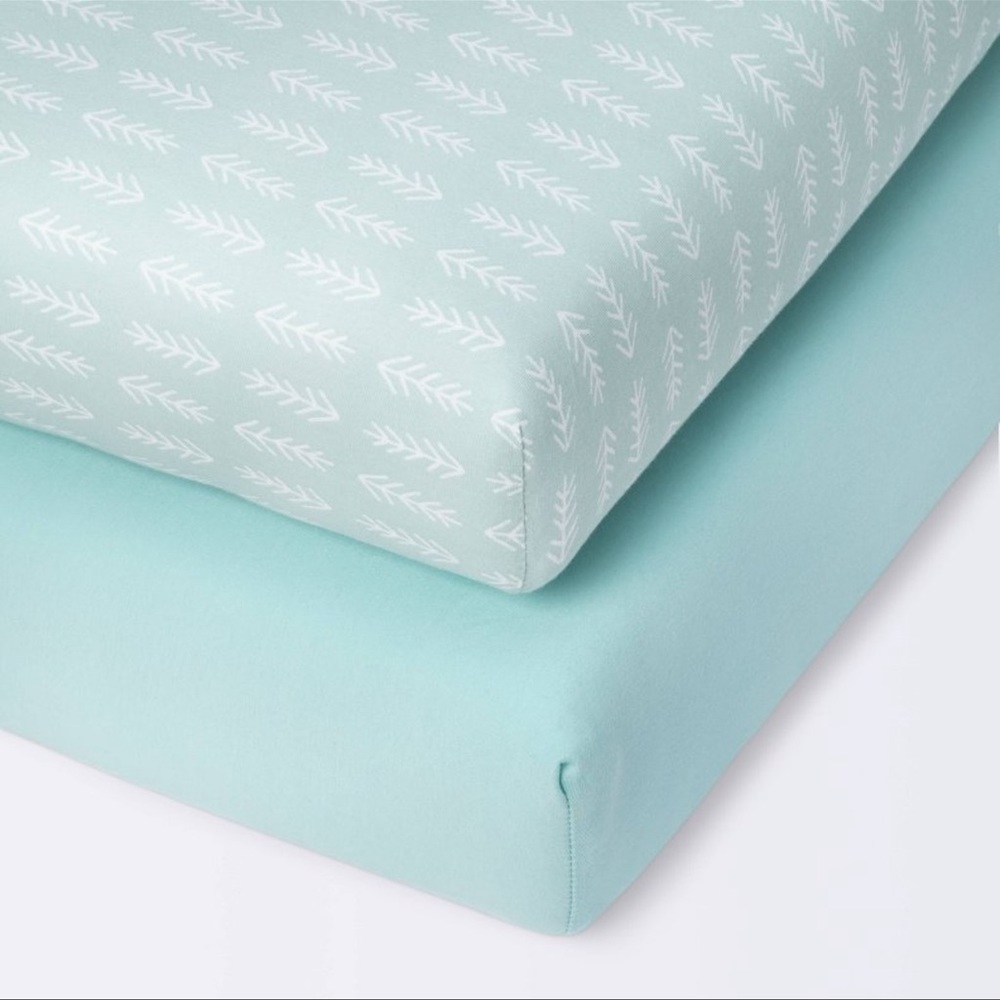 Mini crib sheet mint white 2 pack